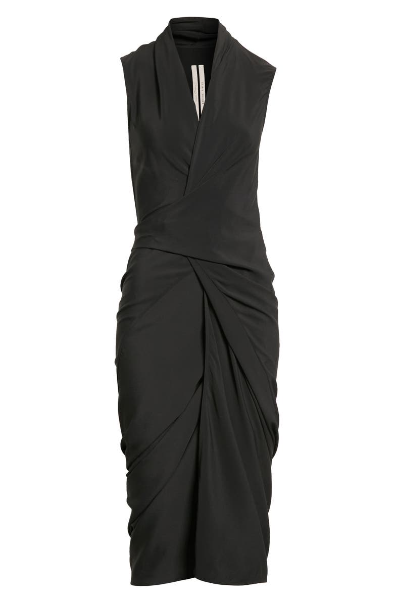 Rick Owens Sleeveless Draped Midi Dress, Alternate, color, 