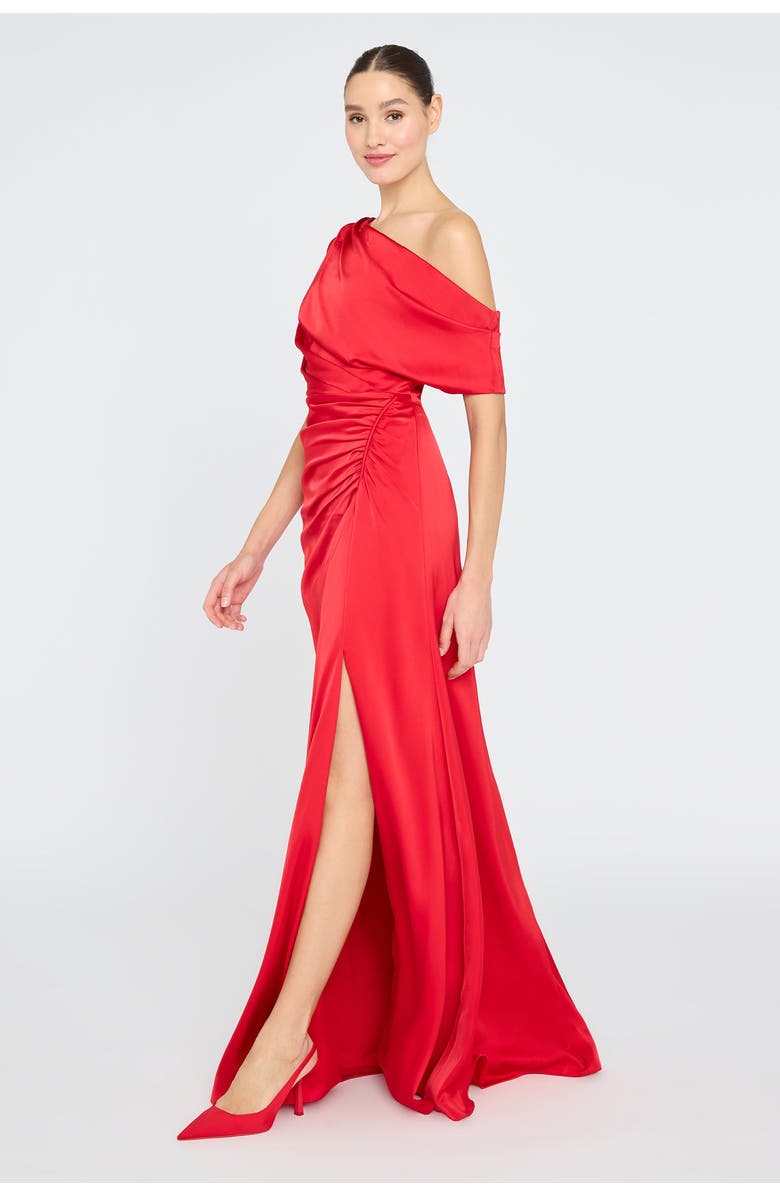 Theia Kacey Asymmetrical Gown, Alternate, color, Poppy