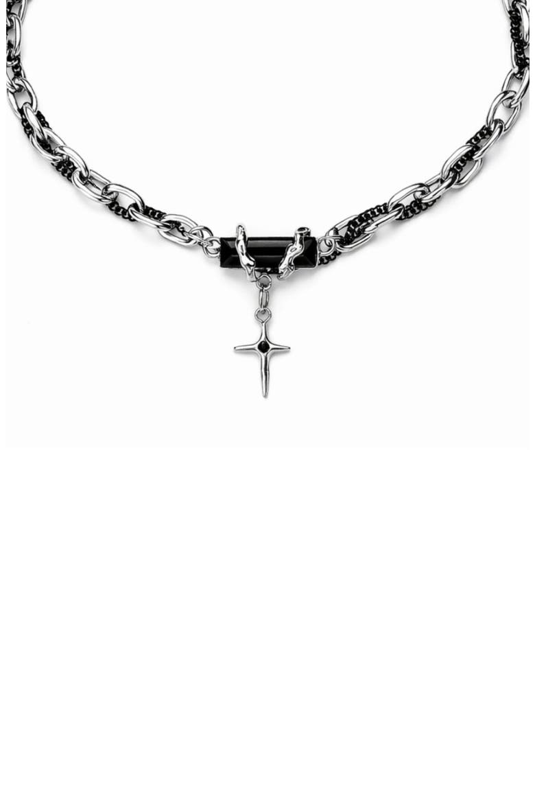 Cross Pendant Chain Necklace, Main, color, SILVER