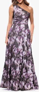 Xscape Evenings Pleated One-Shoulder Ballgown