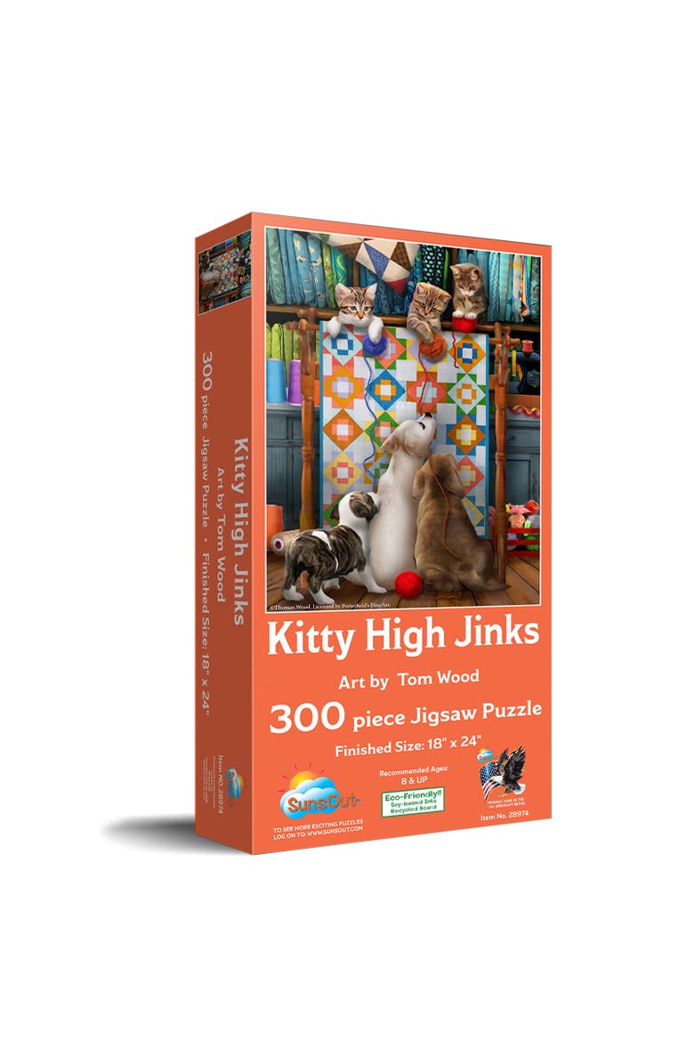 Sunsout Kitty High Jinx 300 piece Jigsaw Puzzle for Adults, Main, color, Multicolor