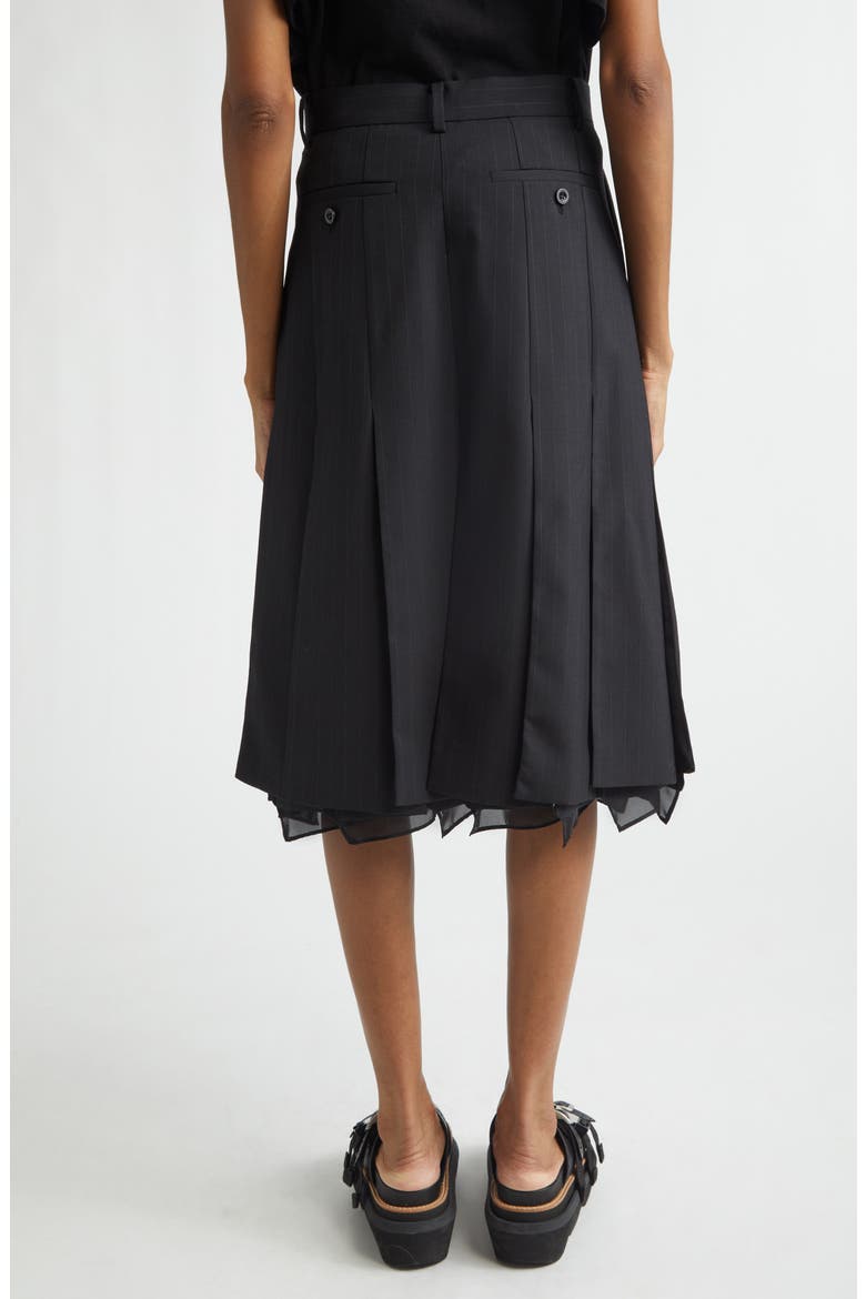Chalk Stripe Mixed Media Skirt, Alternate, color, BLACK