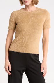 T Tahari Short Sleeve Eyelash Sweater