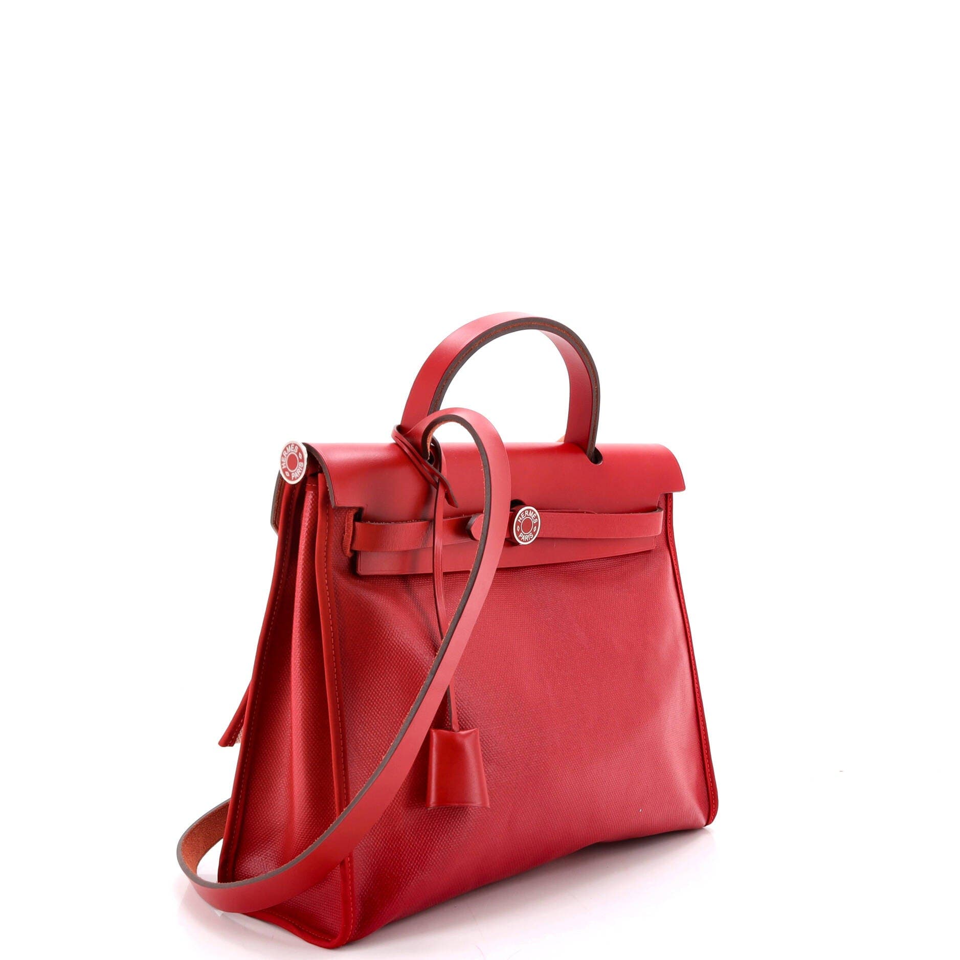 Pre-Owned Hermes Herbag Zip Berline Vache Canvas and Leather 31, Alternate, color, Rouge Piment