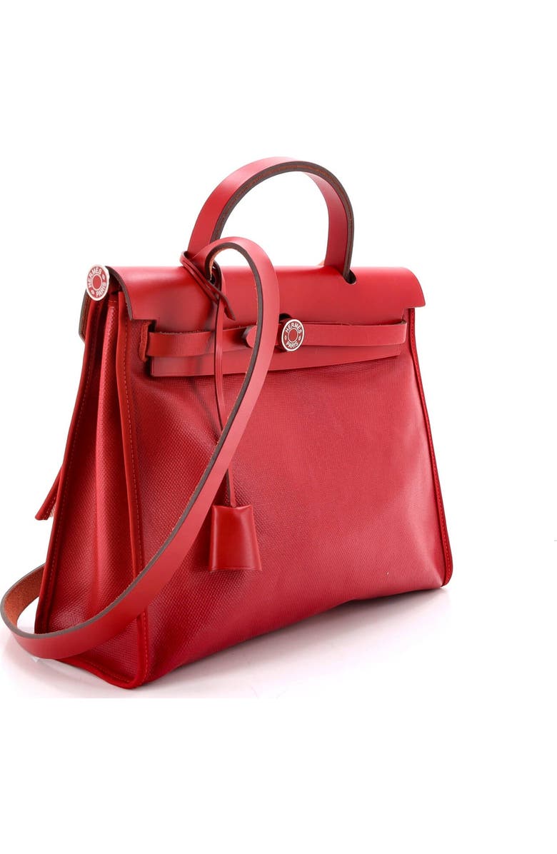 Pre-Owned Hermes Herbag Zip Berline Vache Canvas and Leather 31, Alternate, color, Rouge Piment