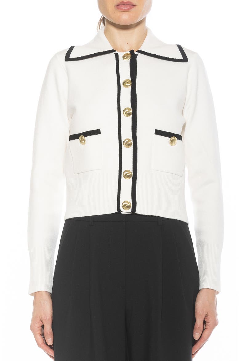 Mari Tipped Sweater Jacket, Main, color, IVORY