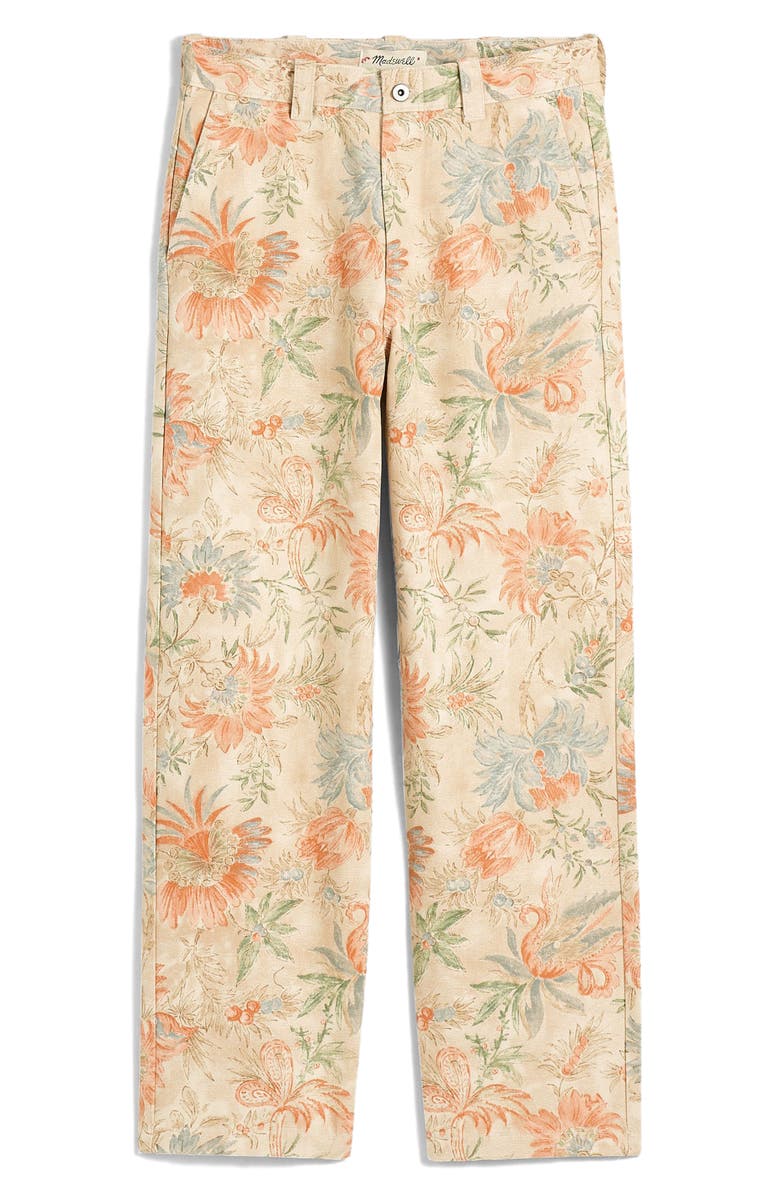 Madewell Floral Straight Leg Canvas Pants, Alternate, color, Summer Dune