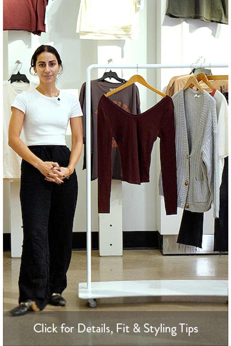 Double V-Neck Long Sleeve Stretch Cotton Rib Top video