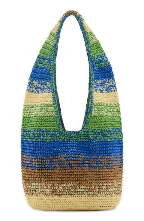 Gradient Stripe Raffia Shopper