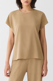Lafayette 148 New York Short Sleeve Stretch Silk Top