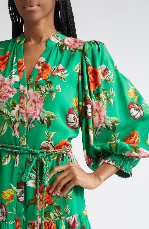 Alice And Olivia Antonette Button Front Mini Dress Hamptons Floral Large In Green