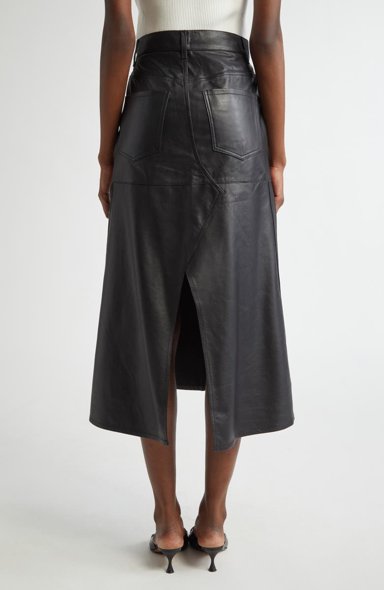 Victoria Beckham Paneled Leather Midi Skirt, Alternate, color, 