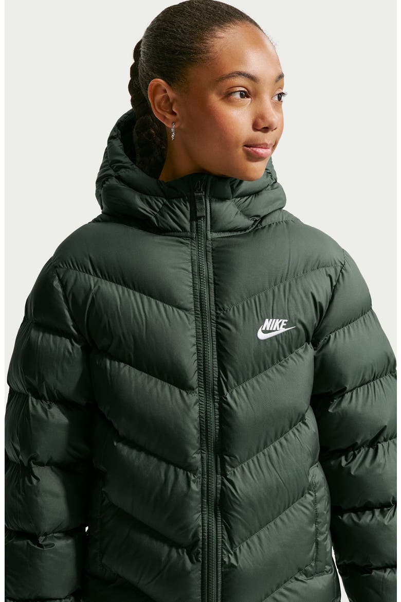 Kids' Sportswear All Day Play Therma-FIT Mid Length Puffer Jacket, Alternate, color, CAMO GREEN/ WHITE