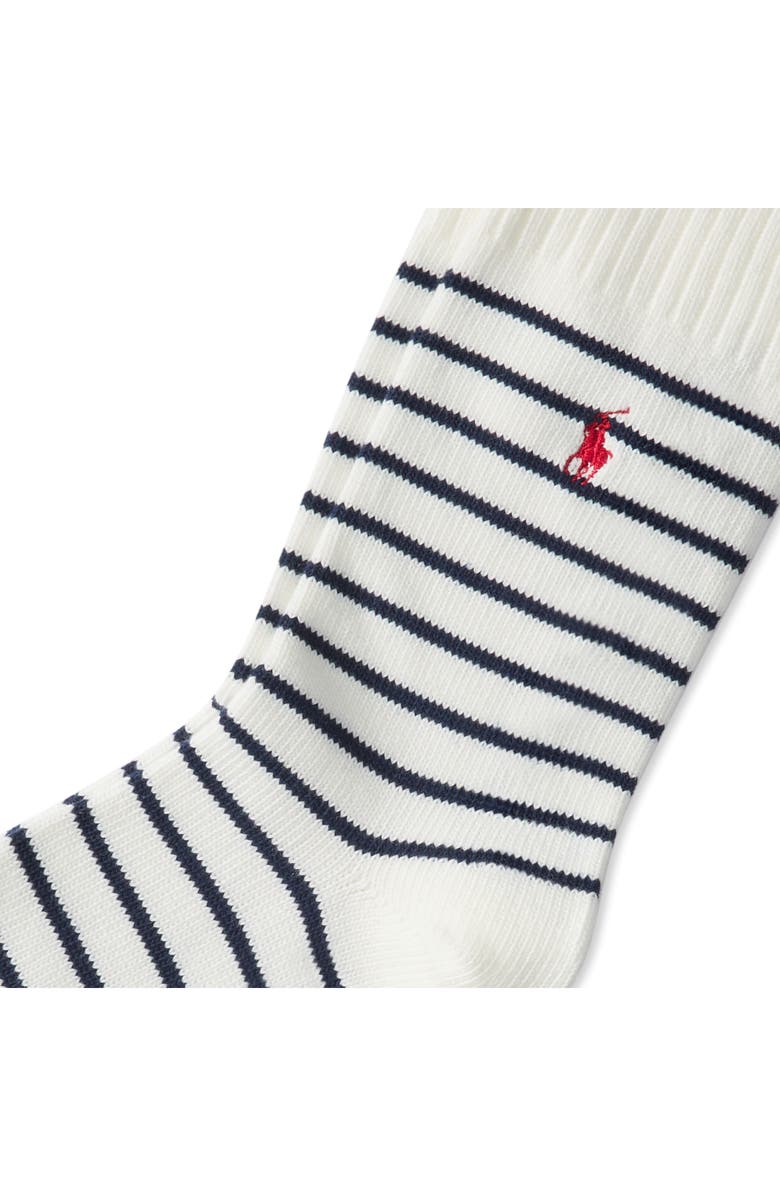 Polo Ralph Lauren Breton Stripe Crew Socks, Alternate, color, White