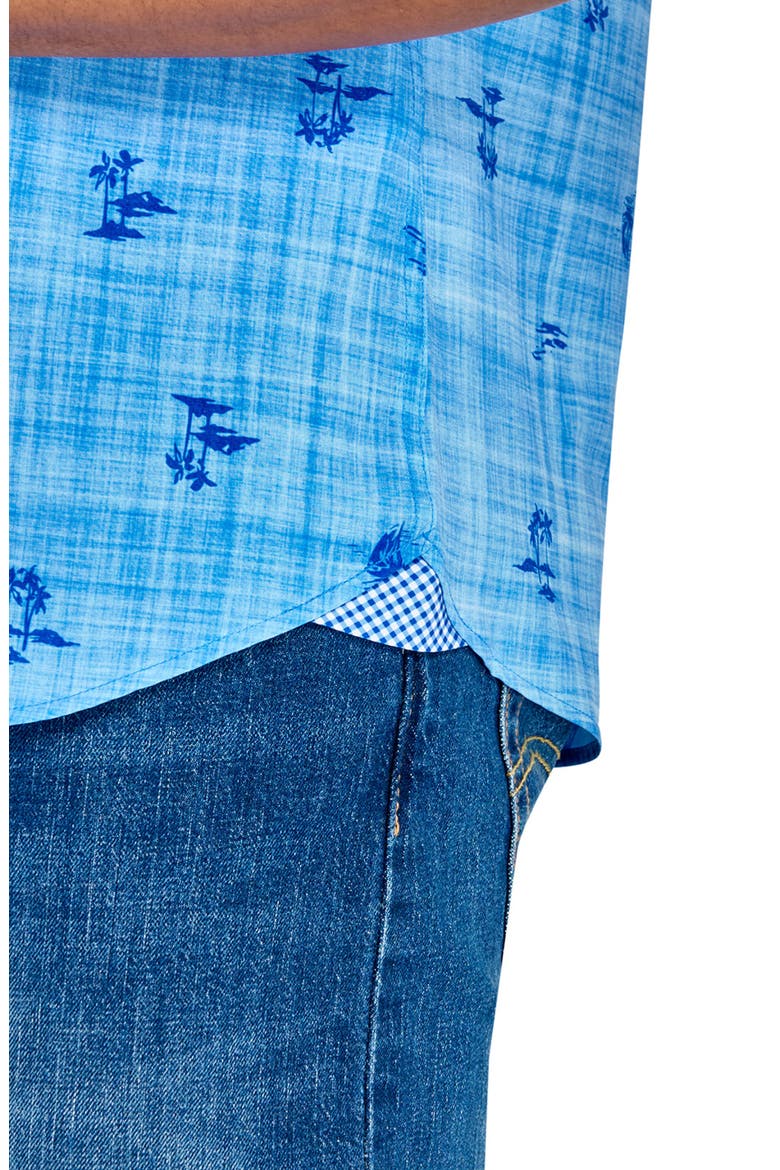 Slim Fit Island Recycled 4-Way Stretch Performance Short Sleeve Shirt, Alternate, color, CHAMBRAY BLUE
