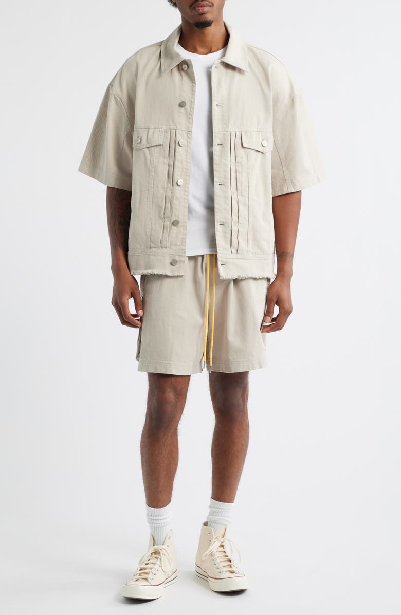 DIET STARTS MONDAY Short Sleeve Cotton Canvas Trucker Shirt Jacket, Alternate, color, 