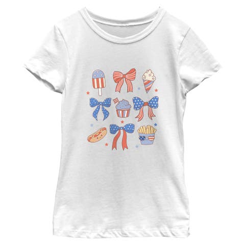 Girls' Patriotic Snacks And Ribbons Graphic Short Sleeve T-shirt