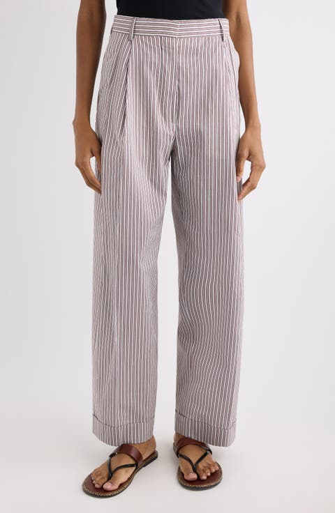 Partan Stripe Washed Cotton & Silk Pants