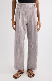 Dries Van Noten Partan Stripe Washed Cotton & Silk Pants