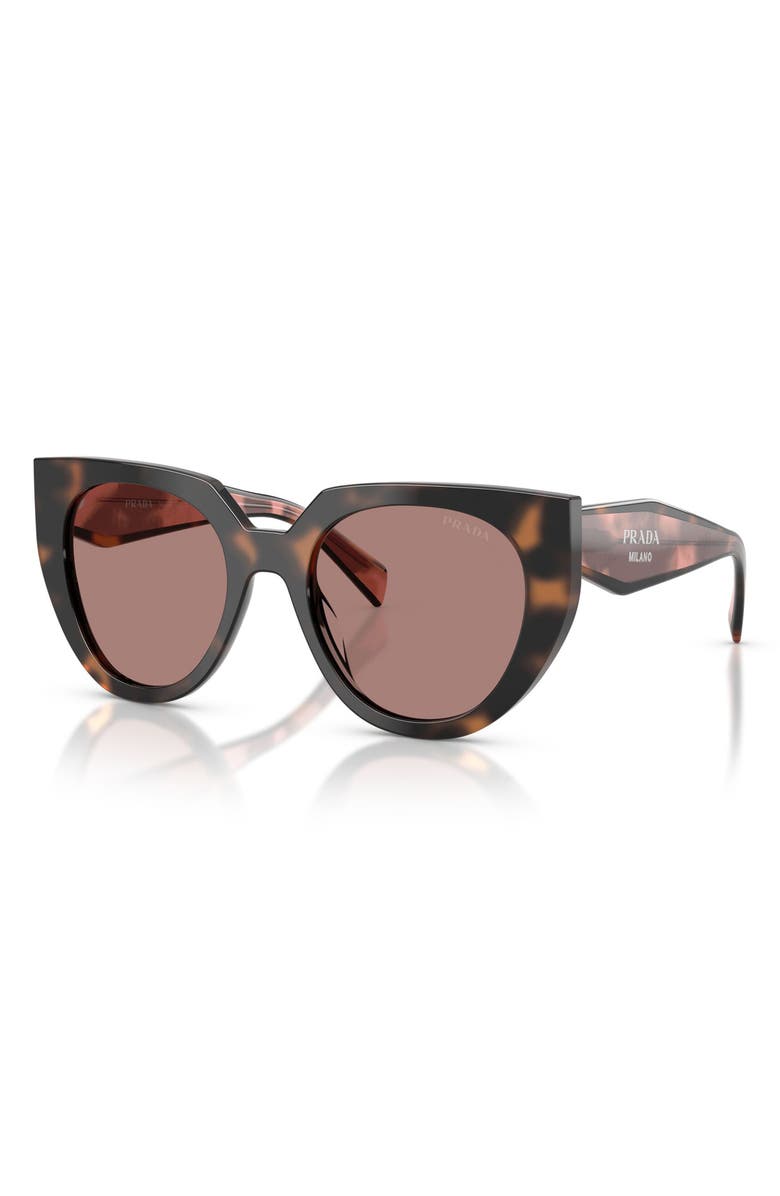 Prada 52mm Cat Eye Sunglasses, Alternate, color, Mauve Tortoise / Light Brown