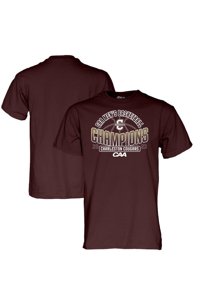BLUE 84 Maroon Charleston Cougars 2023 CAA Men's Basketball Conference Tournament Champions Locker Room T-Shirt, Main, color, 