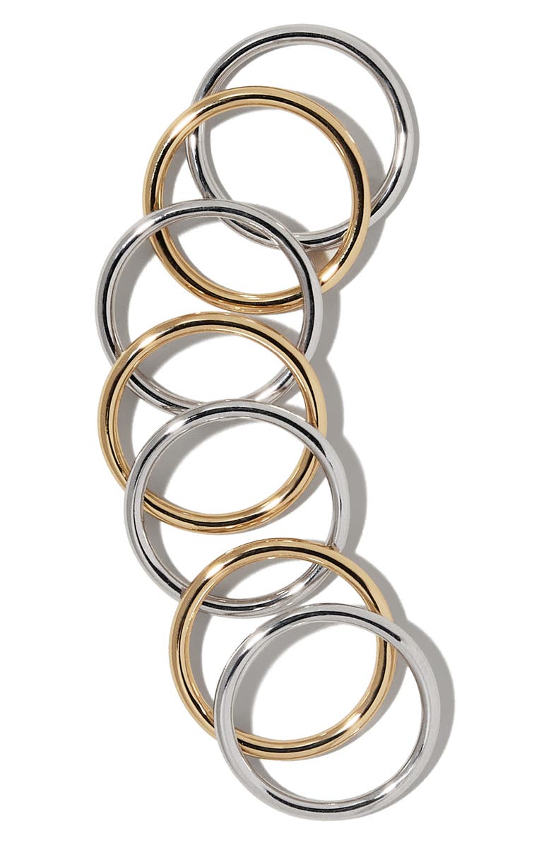 Jennifer Fisher Set of 7 Stackable Rings, Main, color, Two Tone