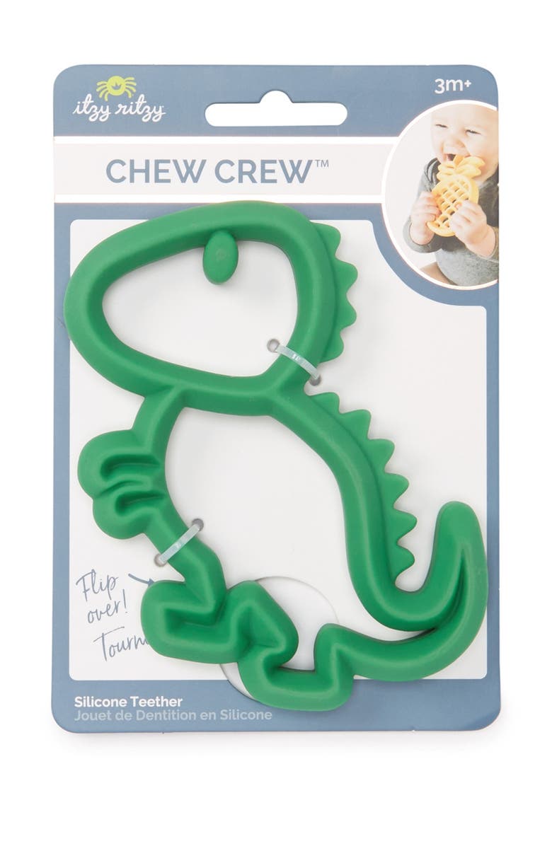 Itzy Ritzy Teething Happens Dinosaur Teether, Main, color,
