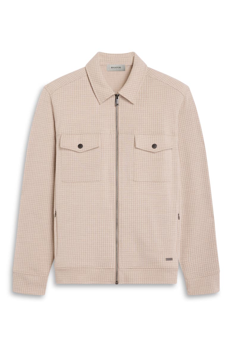 Houndstooth Full Zip Blouson Jacket, Alternate, color, COBBLESTONE