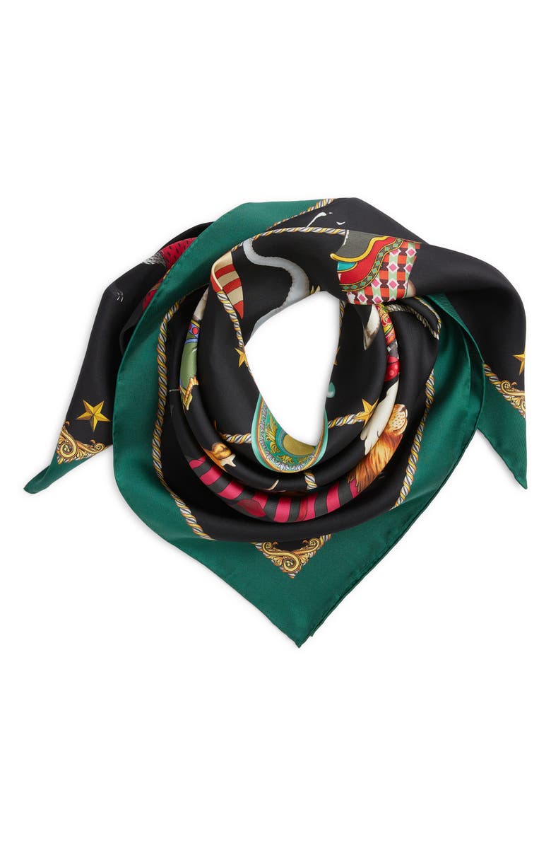 Echo The Menagerie Silk Square Scarf, Alternate, color, Black