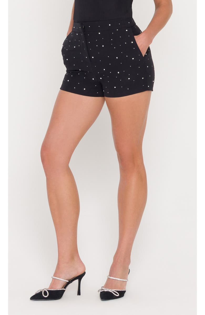 Generation Love Theo Crystal Crepe Shorts, Alternate, color, Black