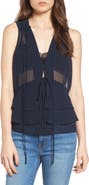 Chelsea28 Ruffle Sheer Sleeveless Top