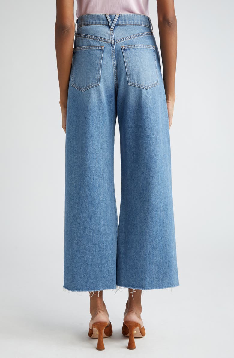 Veronica Beard Taylor Raw Hem High Waist Crop Wide Leg Jeans, Alternate, color, Enough Said