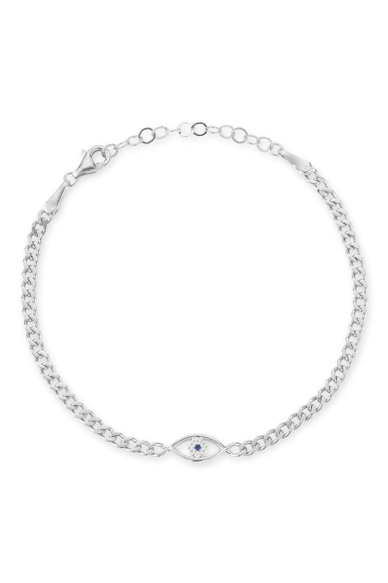 Cubic Zirconia Evil Eye Bracelet, Main, color, SILVER