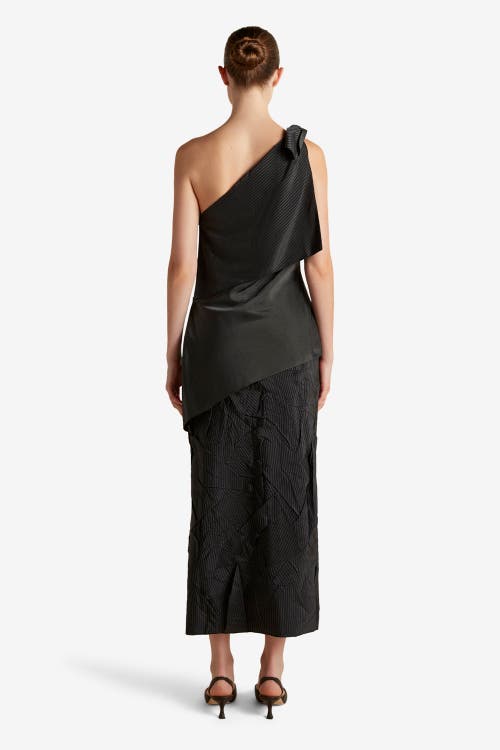 Marina Moscone Pinstripe Triangle Draped Top In Black