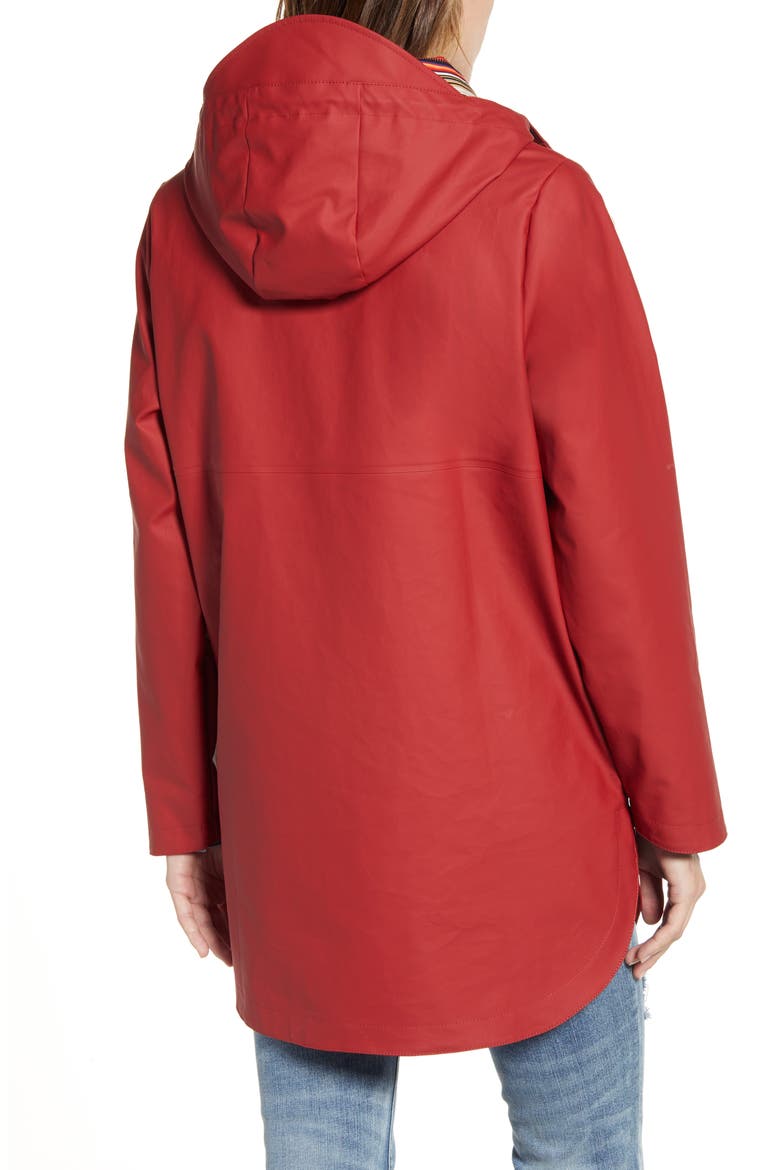 Newport Hooded Waterproof Raincoat, Alternate, color, RED