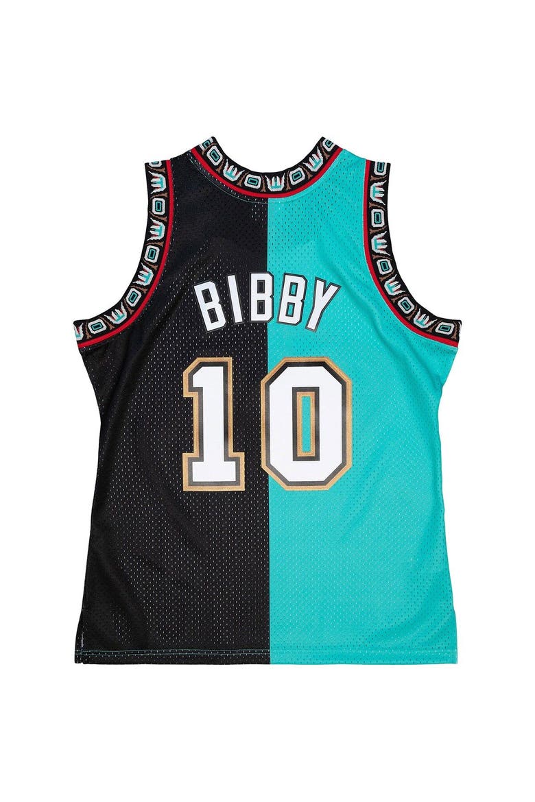 Men's Mitchell & Ness Mike Bibby Turquoise/Black Vancouver Grizzlies Hardwood Classics 1998-99 Split Swingman Jersey, Alternate, color, Turquoise