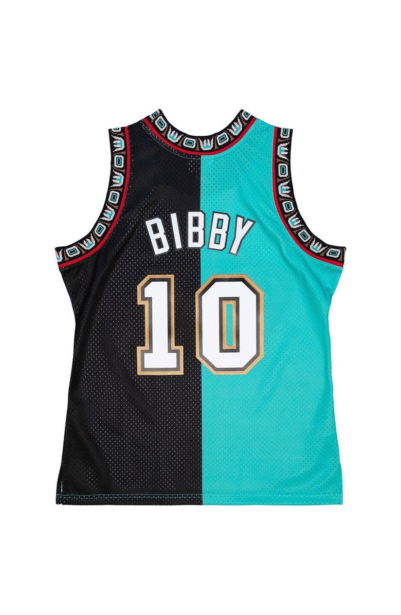 Mitchell & Ness Men's Mitchell & Ness Mike Bibby Turquoise/Black Vancouver Grizzlies Hardwood Classics 1998-99 Split Swingman Jersey, Alternate, color, 