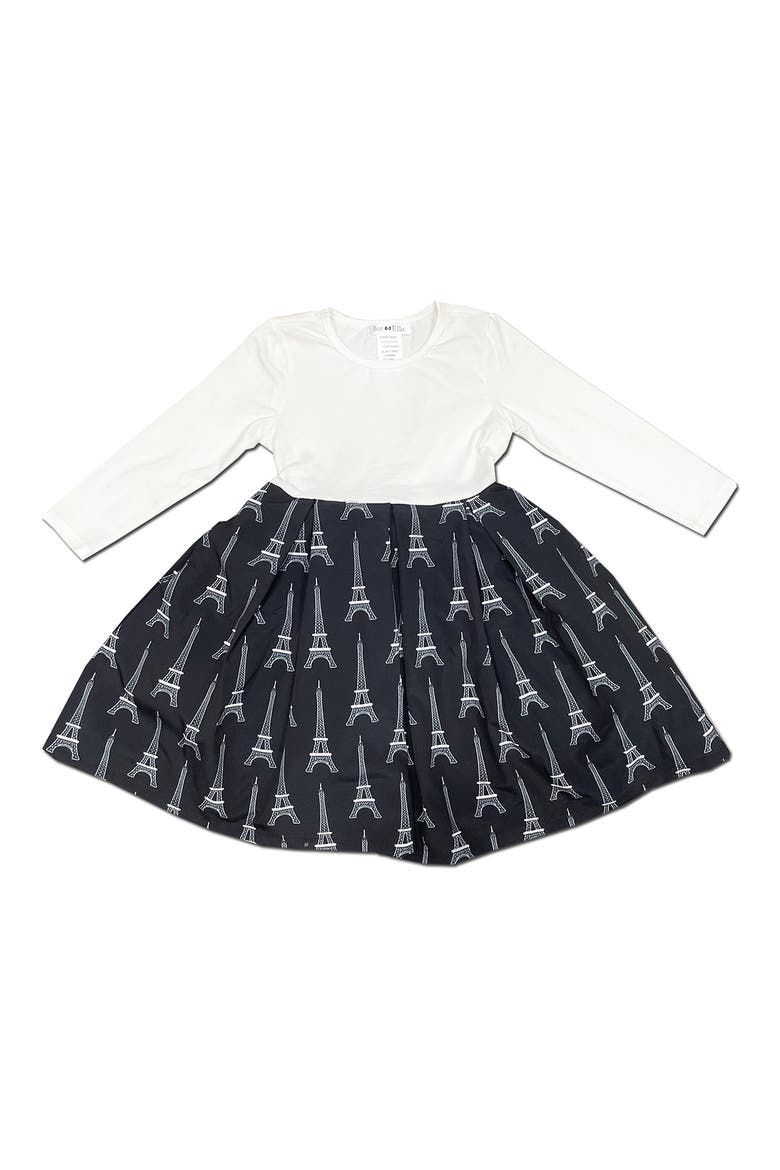 Kids' Paris Print Party Dress, Main, color, BLACK