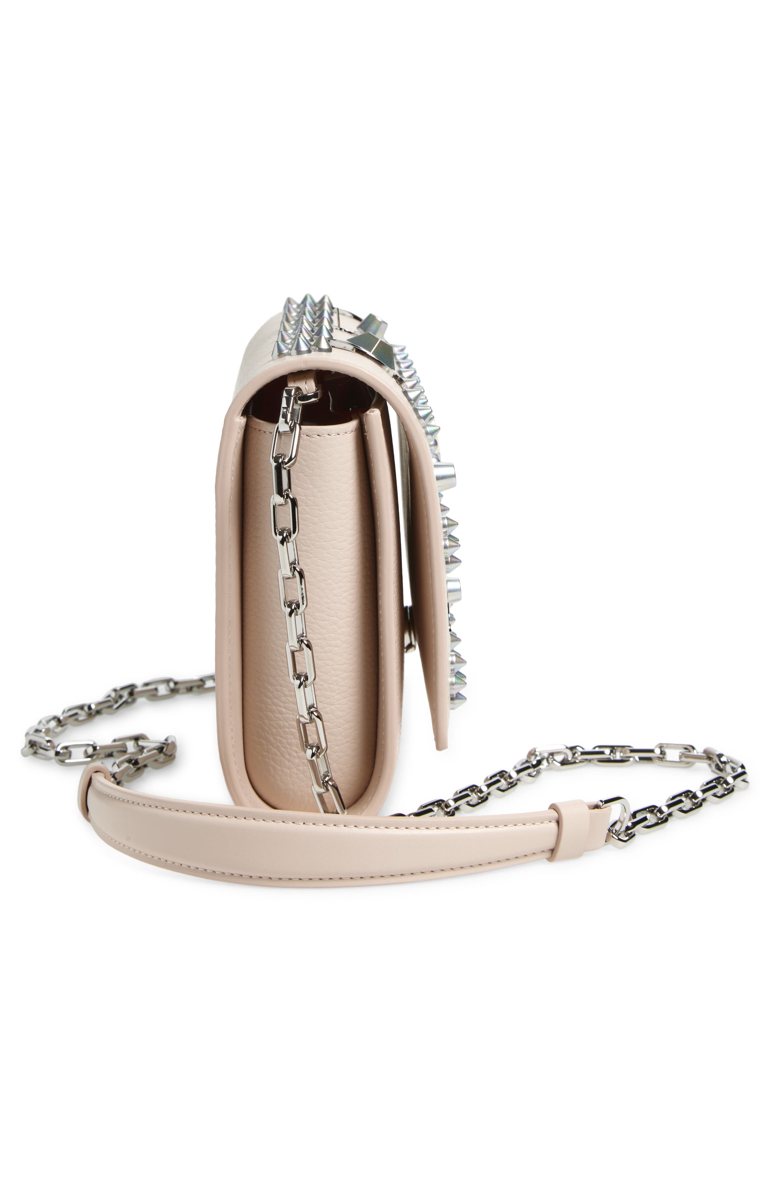 Christian Louboutin Paloma Studded Leather Clutch, Alternate, color, F609 Leche/ Multi