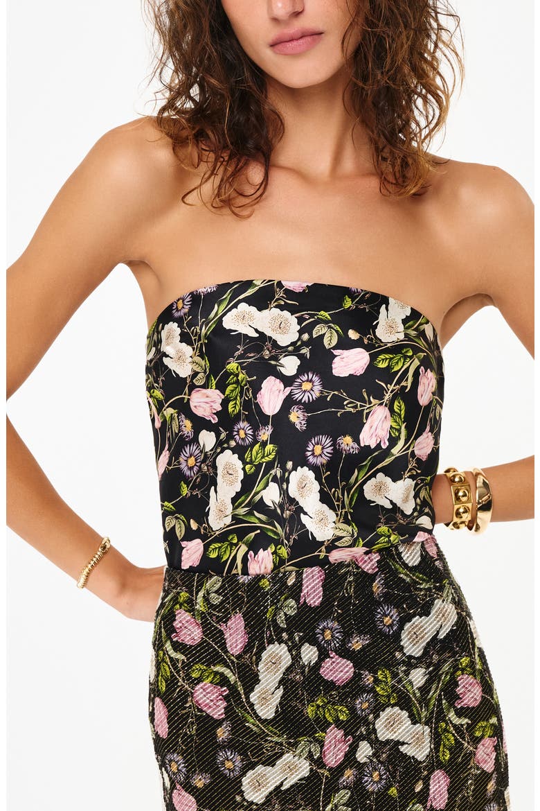 Prima Strapless Silk Top, Alternate, color, MIDNIGHT GARDENS