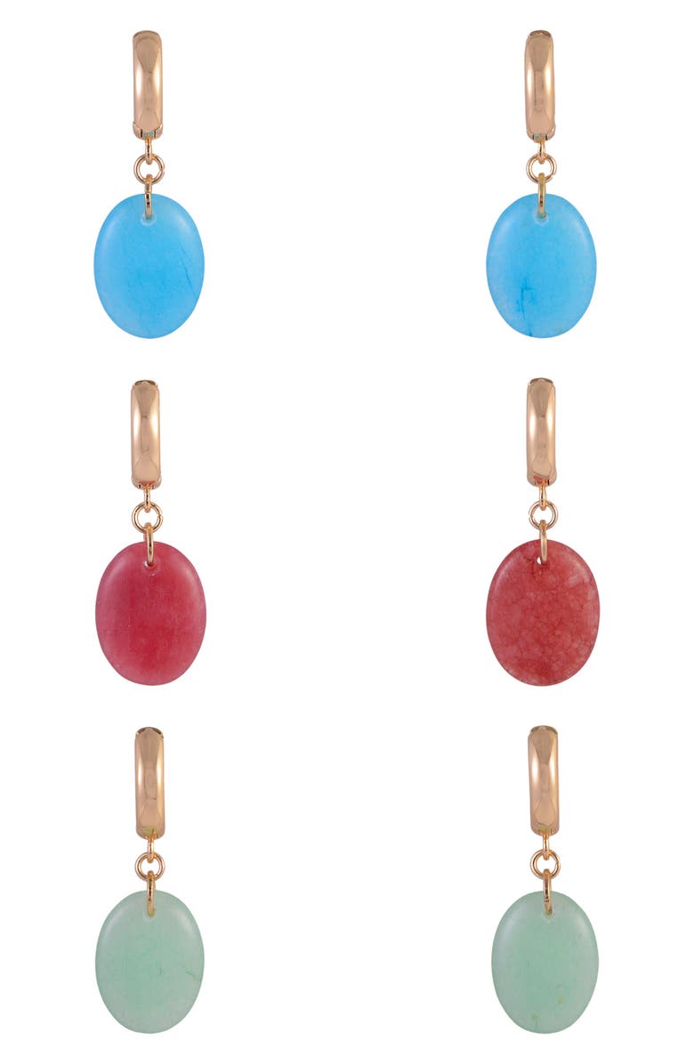 Rachel Roy Set of 3 Aventurine Drop Earrings, Alternate, color, 