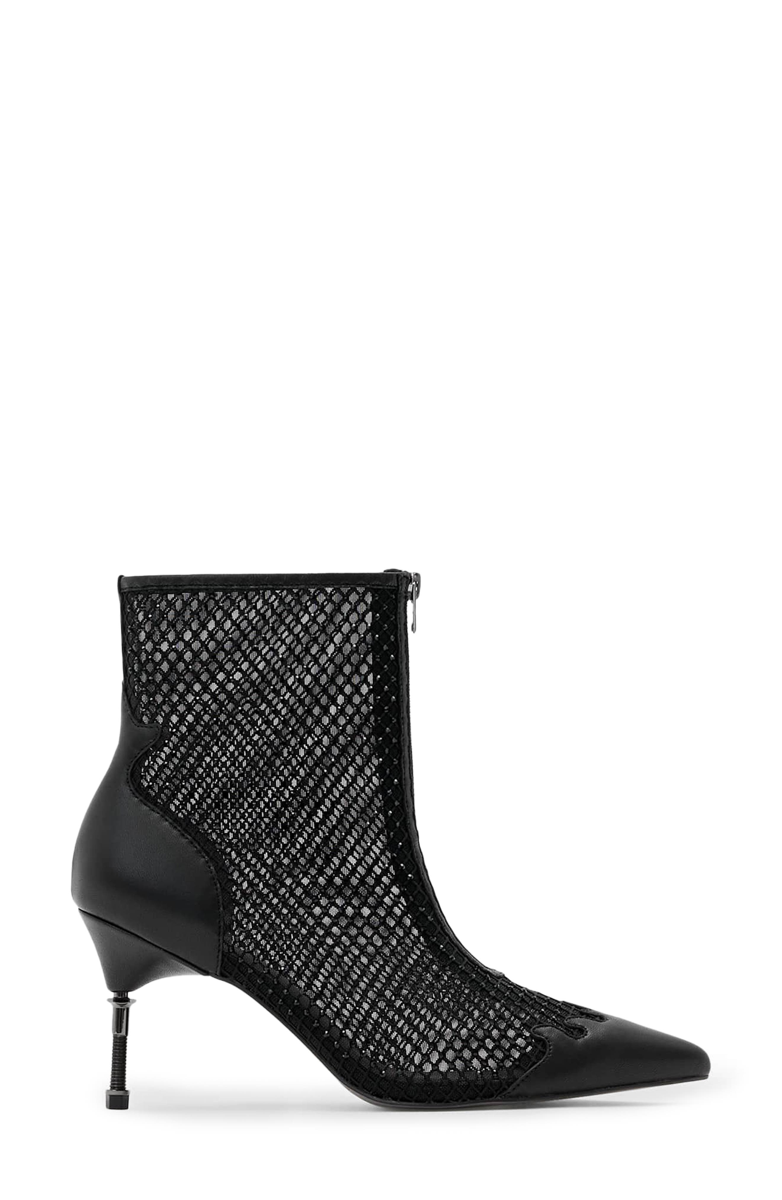 AllSaints Natasha Mesh Bootie, Alternate, color, Black
