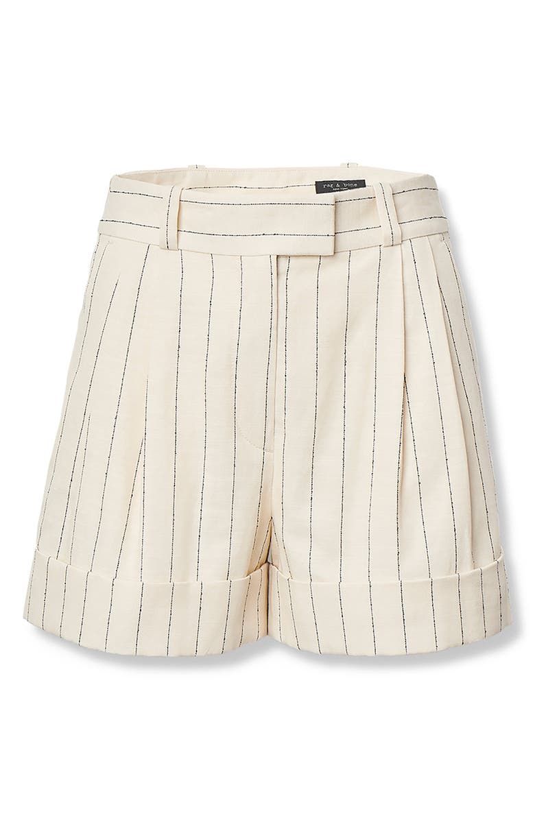 rag & bone Neila Pleated Stripe Shorts, Alternate, color, White Stripe