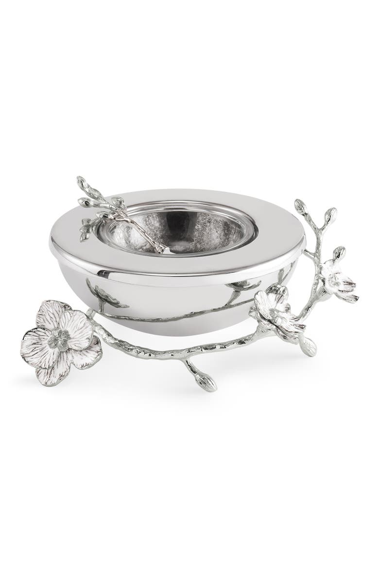Silver Orchid Caviar Dish, Main, color, STEEL