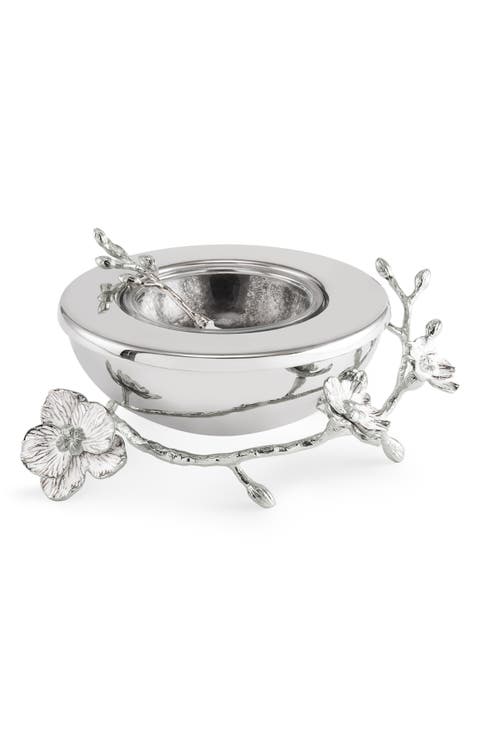 Silver Orchid Caviar Dish
