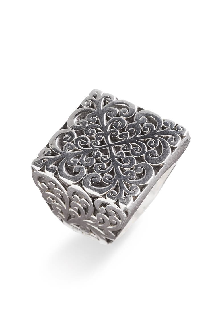 'Silver Flat Geo' Square Cutout Ring, Main, color, SILVER