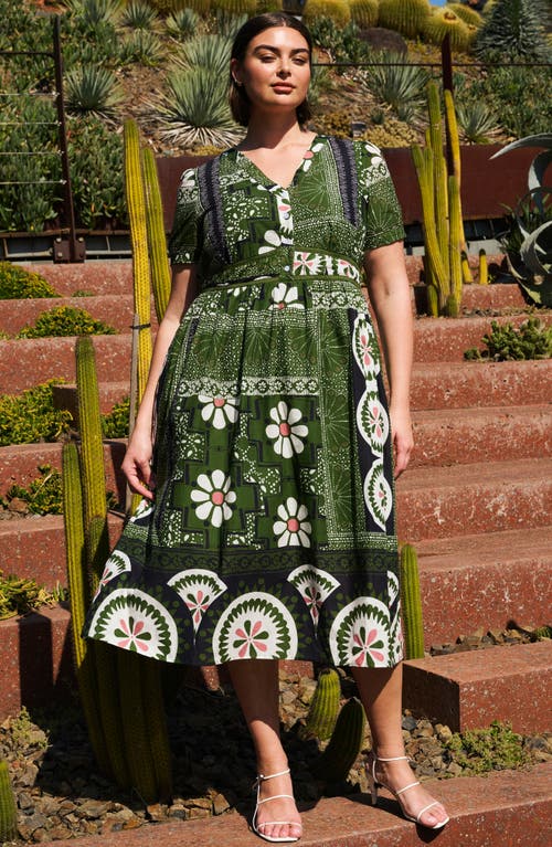 Estelle Ethereal Print Maxi Dress In Green