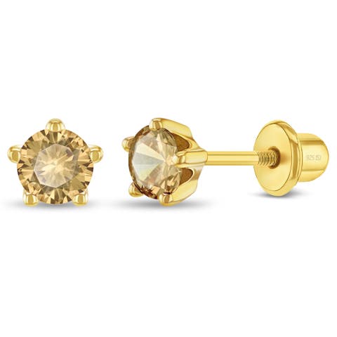 Prong CZ Solitaire Earrings