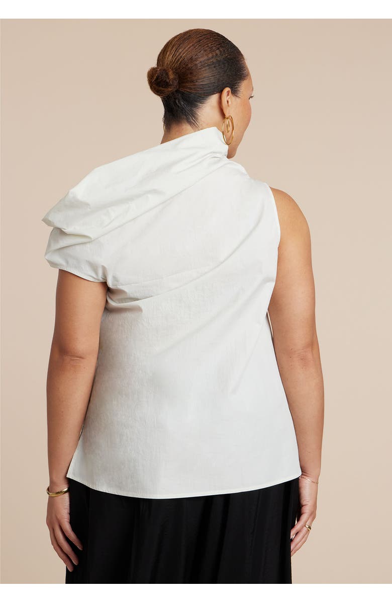 ELOQUII Draped Neck Sleeveless Top, Alternate, color, Dew