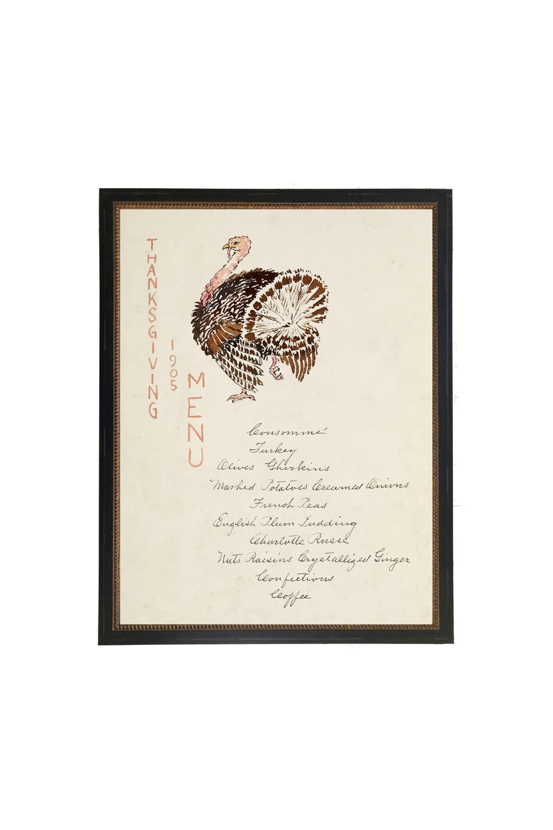 Vintage Thanksgiving Menu on a distressed bookplate background, Main, color, Ivory